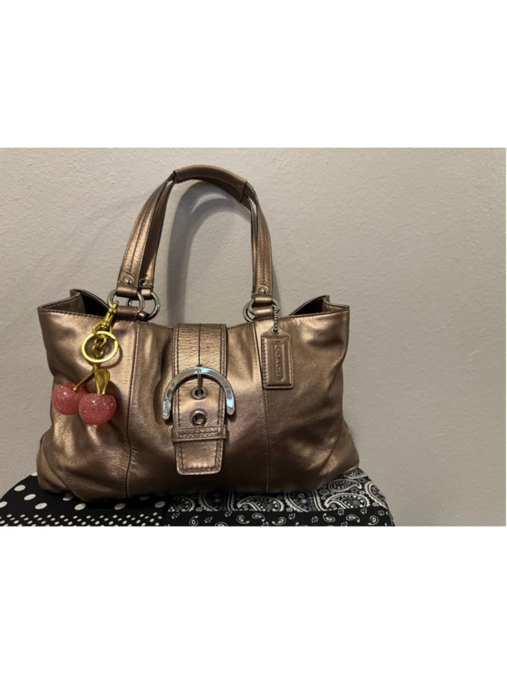 Coach SoHo Metallic Bronze Leather Buckle Tote bag
